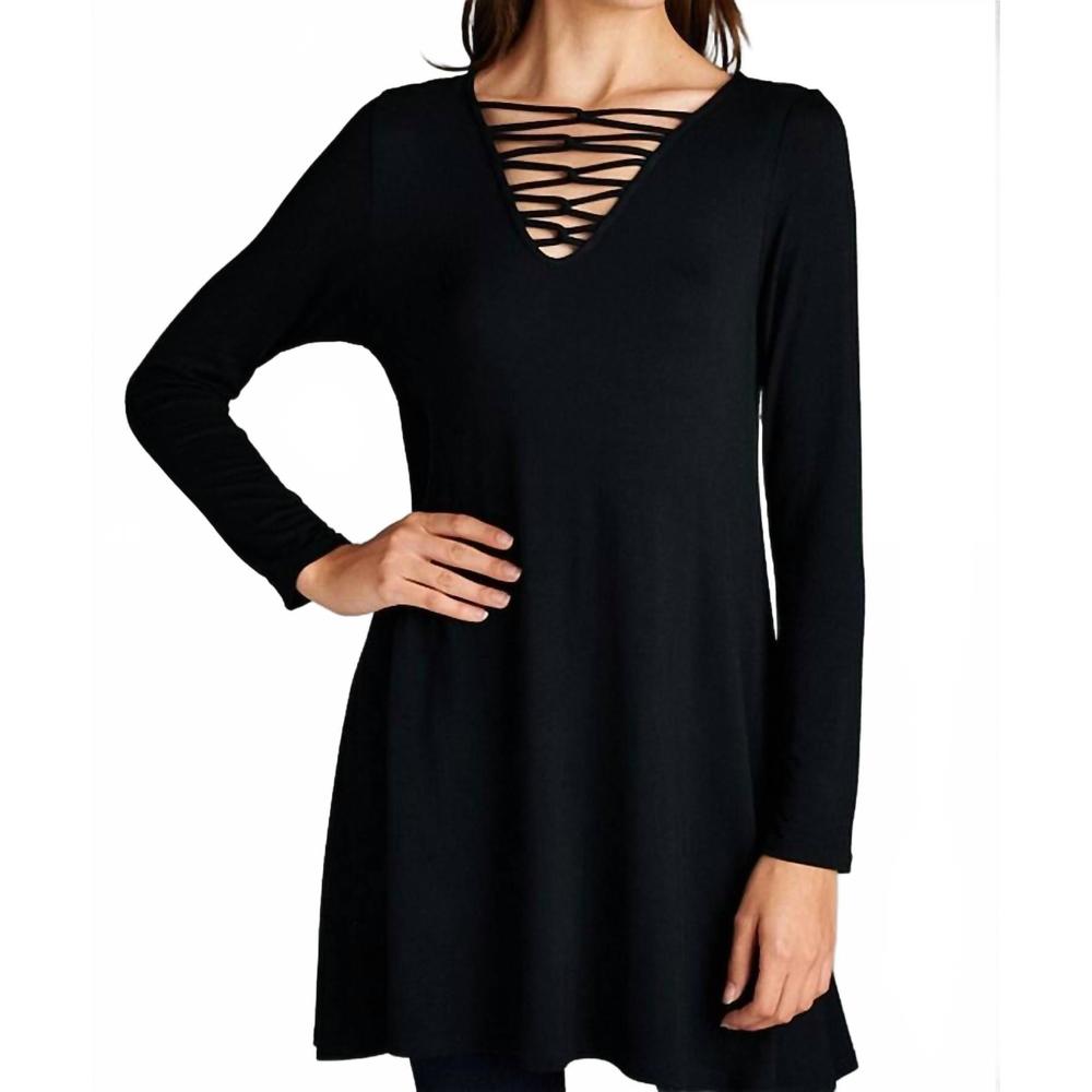 NEW EMERALD COLLECTION criss cross tunic - plus in black